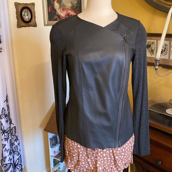 Michael stars, leather, gray, Moto jacket, size small. - Picture 3 of 6